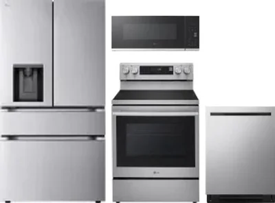 4 Piece Package Includes Refrigerator, Range, Microwave And Dishwasher
