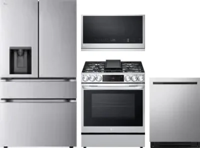 4 Piece Package Includes Refrigerator, Range, Microwave And Dishwasher