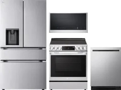 4 Piece Package Includes Refrigerator, Range, Microwave And Dishwasher
