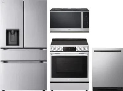 4 Piece Package Includes Refrigerator, Range, Microwave And Dishwasher