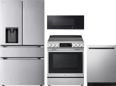 4 Piece Package Includes Refrigerator, Range, Microwave And Dishwasher