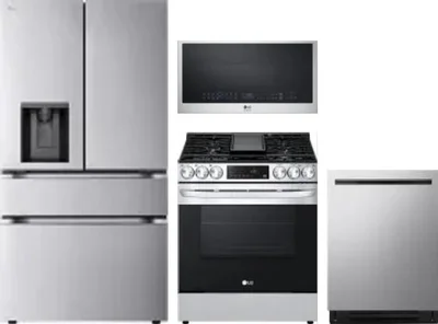 4 Piece Package Includes Refrigerator, Range, Microwave And Dishwasher