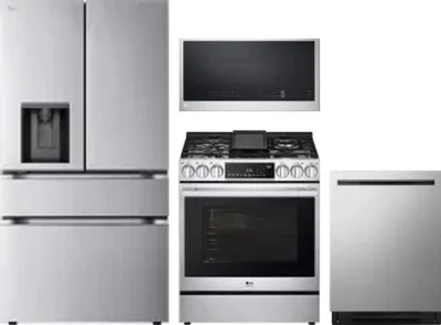 4 Piece Package Includes Refrigerator, Range, Microwave And Dishwasher