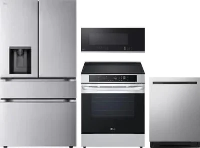 4 Piece Package Includes Refrigerator, Range, Microwave And Dishwasher