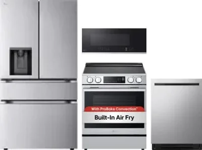 4 Piece Package Includes Refrigerator, Range, Microwave And Dishwasher