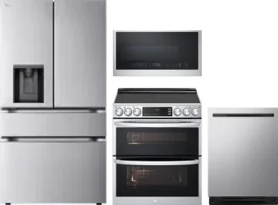 4 Piece Package Includes Refrigerator, Range, Microwave And Dishwasher
