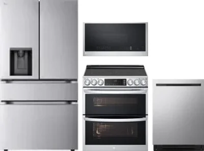4 Piece Package Includes Refrigerator, Range, Microwave And Dishwasher