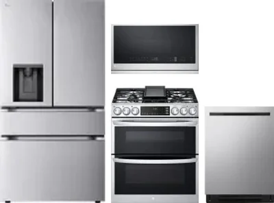 4 Piece Package Includes Refrigerator, Range, Microwave And Dishwasher