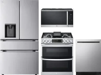 4 Piece Package Includes Refrigerator, Range, Microwave And Dishwasher