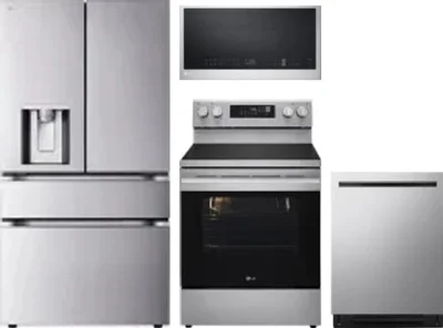 4 Piece Package Includes Refrigerator, Range, Microwave And Dishwasher