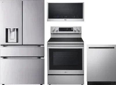 4 Piece Package Includes Refrigerator, Range, Microwave And Dishwasher