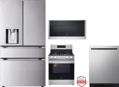 4 Piece Package Includes Refrigerator, Range, Microwave And Dishwasher