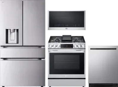 4 Piece Package Includes Refrigerator, Range, Microwave And Dishwasher