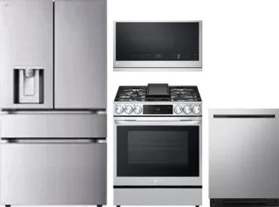 4 Piece Package Includes Refrigerator, Range, Microwave And Dishwasher