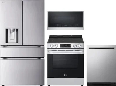 4 Piece Package Includes Refrigerator, Range, Microwave And Dishwasher