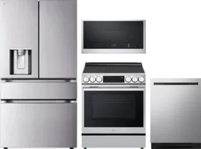4 Piece Package Includes Refrigerator, Range, Microwave And Dishwasher