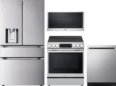 4 Piece Package Includes Refrigerator, Range, Microwave And Dishwasher