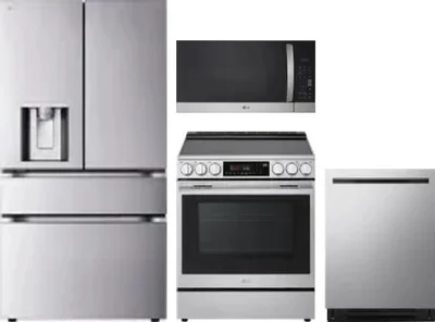 4 Piece Package Includes Refrigerator, Range, Microwave And Dishwasher