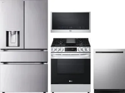 4 Piece Package Includes Refrigerator, Range, Microwave And Dishwasher