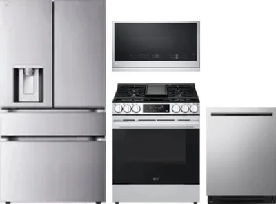 4 Piece Package Includes Refrigerator, Range, Microwave And Dishwasher