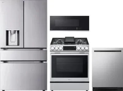 4 Piece Package Includes Refrigerator, Range, Microwave And Dishwasher