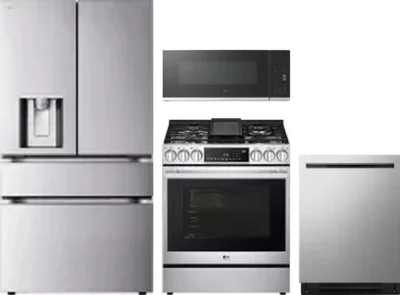 4 Piece Package Includes Refrigerator, Range, Microwave And Dishwasher