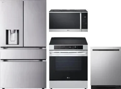 4 Piece Package Includes Refrigerator, Range, Microwave And Dishwasher