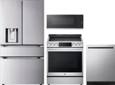 4 Piece Package Includes Refrigerator, Range, Microwave And Dishwasher