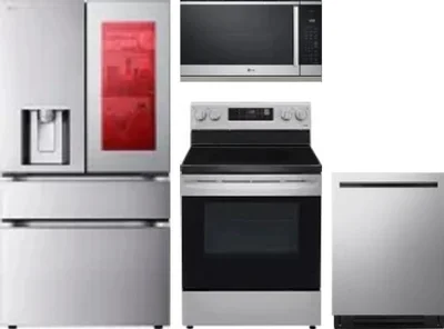 4 Piece Package Includes Refrigerator, Range, Microwave And Dishwasher