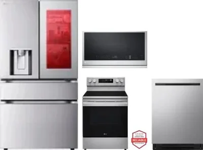4 Piece Package Includes Refrigerator, Range, Microwave And Dishwasher