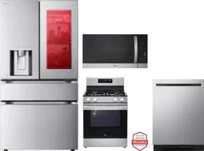 4 Piece Package Includes Refrigerator, Range, Microwave And Dishwasher