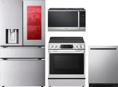 4 Piece Package Includes Refrigerator, Range, Microwave And Dishwasher