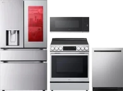 4 Piece Package Includes Refrigerator, Range, Microwave And Dishwasher