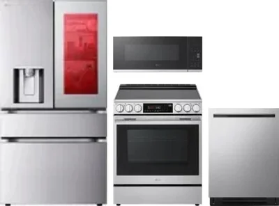 4 Piece Package Includes Refrigerator, Range, Microwave And Dishwasher