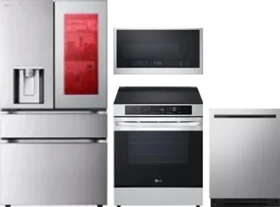 4 Piece Package Includes Refrigerator, Range, Microwave And Dishwasher