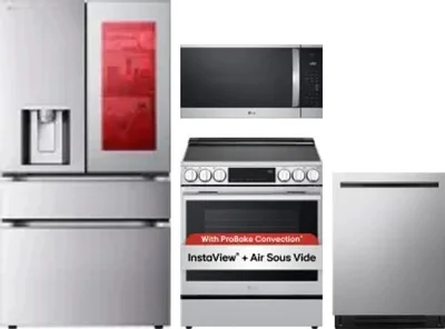 4 Piece Package Includes Refrigerator, Range, Microwave And Dishwasher