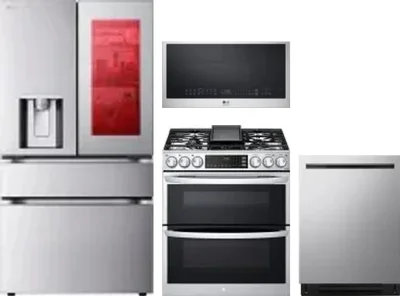 4 Piece Package Includes Refrigerator, Range, Microwave And Dishwasher
