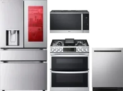 4 Piece Package Includes Refrigerator, Range, Microwave And Dishwasher