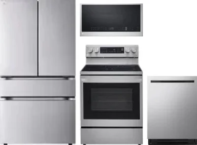 4 Piece Package Includes Refrigerator, Range, Microwave And Dishwasher