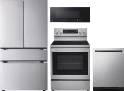 4 Piece Package Includes Refrigerator, Range, Microwave And Dishwasher