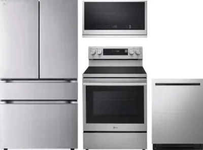 4 Piece Package Includes Refrigerator, Range, Microwave And Dishwasher