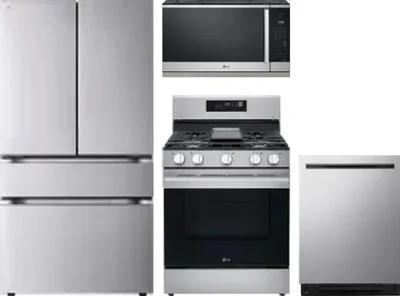 4 Piece Package Includes Refrigerator, Range, Microwave And Dishwasher