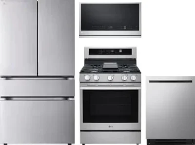 4 Piece Package Includes Refrigerator, Range, Microwave And Dishwasher