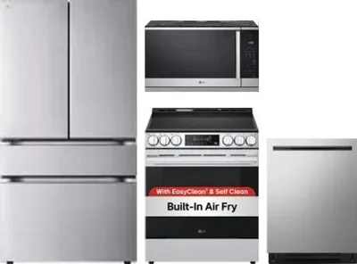 4 Piece Package Includes Refrigerator, Range, Microwave And Dishwasher