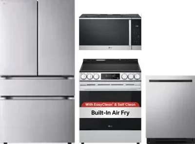 4 Piece Package Includes Refrigerator, Range, Microwave And Dishwasher