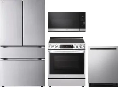 4 Piece Package Includes Refrigerator, Range, Microwave And Dishwasher