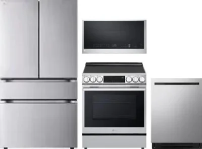 4 Piece Package Includes Refrigerator, Range, Microwave And Dishwasher