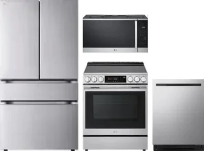 4 Piece Package Includes Refrigerator, Range, Microwave And Dishwasher