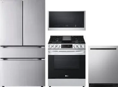 4 Piece Package Includes Refrigerator, Range, Microwave And Dishwasher