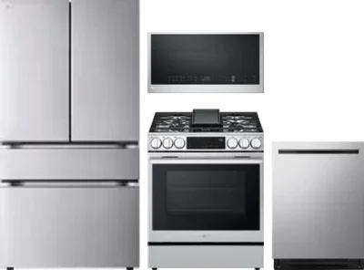 4 Piece Package Includes Refrigerator, Range, Microwave And Dishwasher